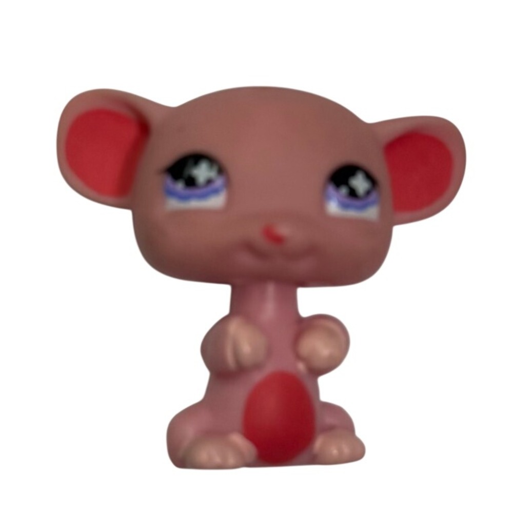 Littlest Pet‎ Shop Pink Mouse Red Belly Purple Star Eyes LPS Figure Toy Rodent